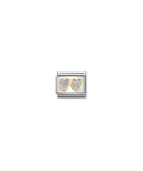 Nomination Composable Classic Double Hearts Glitter Link 030220/01