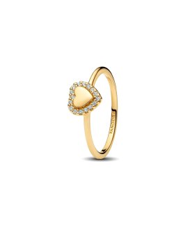 Pandora Engravable Heart Halo Joia Anel Mulher 163801C01