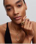 Pandora Essence Stone-Set Oval Domed Signet Joia Anel Mulher 164671C01