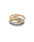 Pandora Crossover Beads and Pavé Triple Band Joia Anel Mulher 164826C01
