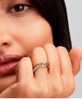 Pandora Crossover Beads and Pavé Triple Band Joia Anel Mulher 164826C01