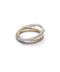 Pandora Crossover Beads and Pavé Double Band Joia Anel Mulher 164827C01