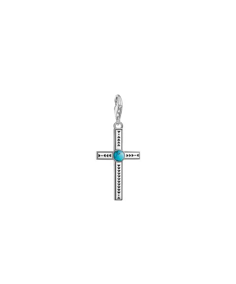 Thomas Sabo Ethnic Cross Turquoise Joia Charm Mulher 1677-878-17