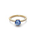 Pandora Blue Sparkling Crown Solitaire Joia Anel Mulher 168289C02