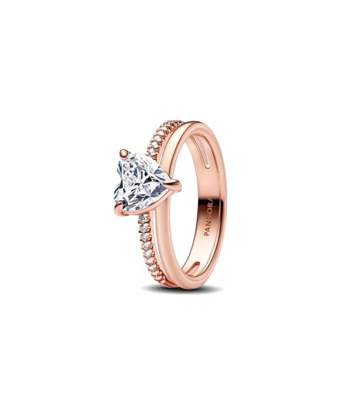 Pandora Double Band Heart Joia Anel Mulher 183100C01