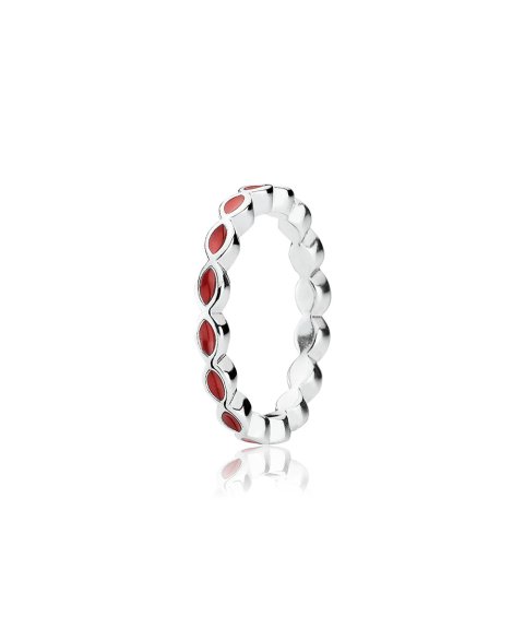 Pandora Red Enamel Twist Joia Anel Mulher 190884EN17