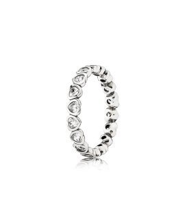 Pandora Sparkling Heart Stacking Joia Anel Mulher 190897CZ
