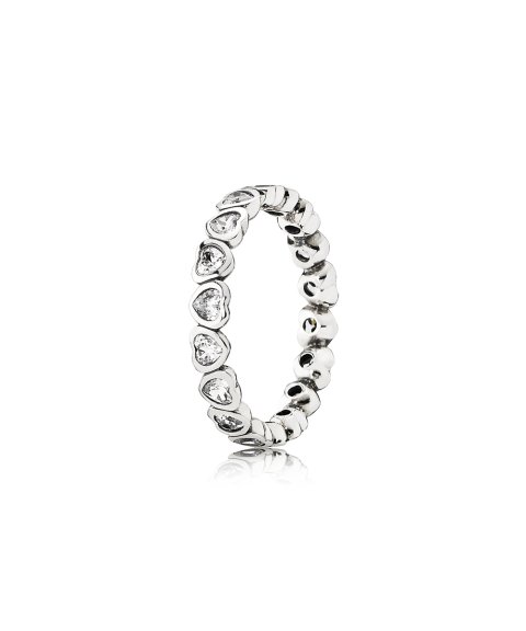 Pandora Sparkling Heart Stacking Joia Anel Mulher 190897CZ Pandora Sparkling Heart Stacking Joia Anel Mulher 190897CZ