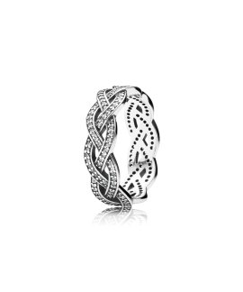 Pandora Sparkling Silver Braid Joia Anel Mulher 190913CZ
