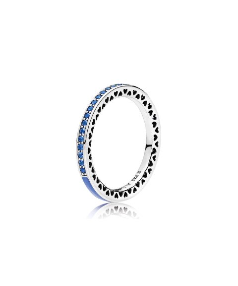 Pandora Radiant Hearts Royal Blue Joia Anel Mulher 191011NCB