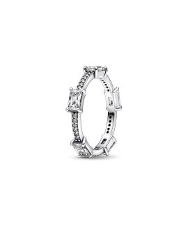 Pandora Rectangular Bars Sparkling Pavé Joia Anel Mulher 192397C01