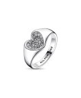 Pandora Radiant Heart Pavé Signet Joia Anel Mulher 192491C01