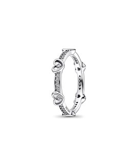 Pandora Radiant Sparkling Hearts Joia Anel Mulher 192496C01