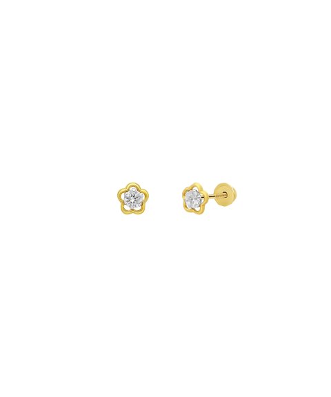 DonaZinda Flor Joia Brincos Ouro 19.2K 192BR4856