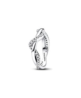 Pandora Sparkling Intertwined Wave Joia Anel Mulher 193098C01