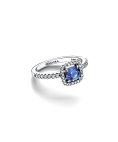 Pandora Sparkling Square Blue Halo Joia Anel Mulher 193555C01