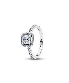 Pandora Sparkling Square Halo Joia Anel Mulher 193555C02