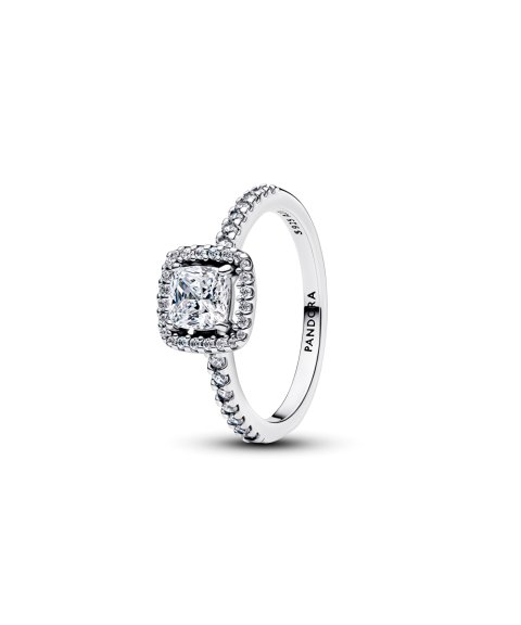 Pandora Sparkling Square Halo Joia Anel Mulher 193555C02