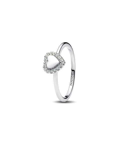 Pandora Engravable Heart Halo Joia Anel Mulher 193801C01