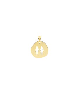 DonaZinda Família Duas Meninas Joia Pendente Colar Medalha Ouro 19.2K Mulher 194BE0006AA