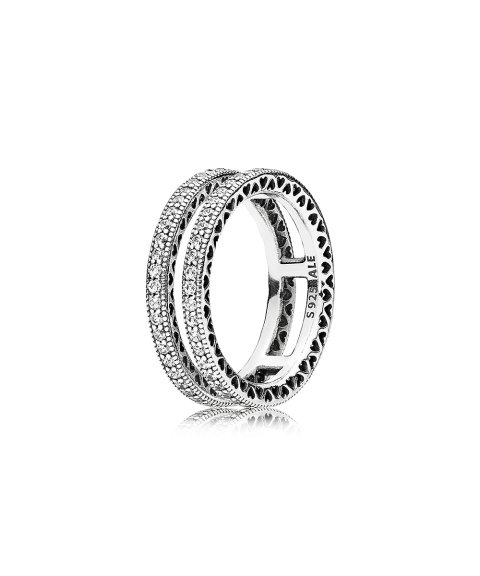 Pandora Double Hearts Joia Anel Mulher 196236CZ