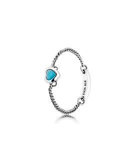 Pandora Spirited Heart Chain Blue Joia Anel Mulher 197191NYA