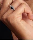 Pandora Elevated Black Heart Joia Anel Mulher 198421C04