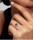Pandora Elevated Royal Green Heart Joia Anel Mulher 198421C07