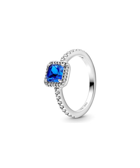 Pandora Blue Square Sparkle Halo Joia Anel Mulher 198863C02