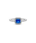 Pandora Blue Square Sparkle Halo Joia Anel Mulher 198863C02