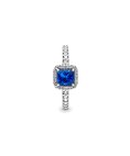 Pandora Blue Square Sparkle Halo Joia Anel Mulher 198863C02