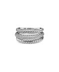 Pandora Triple Band Pavé Snake Chain Pattern Joia Anel Mulher 199083C01