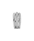 Pandora Triple Band Pavé Snake Chain Pattern Joia Anel Mulher 199083C01