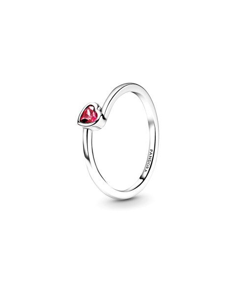 Pandora Red Tilted Heart Solitaire Joia Anel Mulher 199267C01