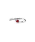 Pandora Red Tilted Heart Solitaire Joia Anel Mulher 199267C01