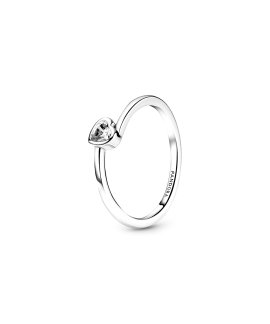 Pandora Clear Tilted Heart Solitaire Joia Anel Mulher 199267C02