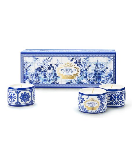 Castelbel Portus Cale Gold and Blue Tealight Set 3x70g Set Vela aromática Pimenta rosa e Jasmim Mulher 2-2326