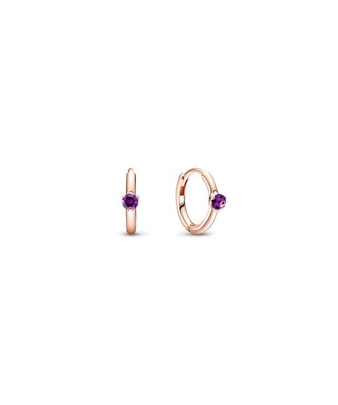 Pandora Rose Purple Solitaire Huggie Joia Brincos Mulher 289304C01 Pandora Rose Purple Solitaire Huggie Joia Brincos Mulher 289304C01