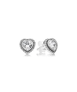 Pandora Heart Silver Stud Joia Brincos Mulher 290568CZ