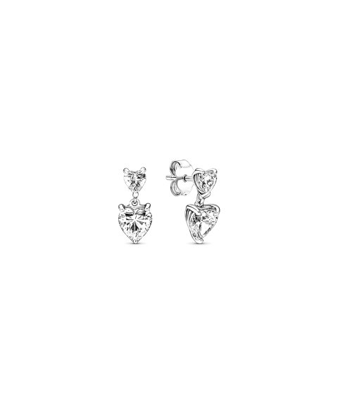 Pandora Double Heart Sparkling Joia Brincos Mulher 291199C01 Pandora Double Heart Sparkling Joia Brincos Mulher 291199C01