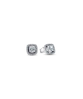 Pandora Sparkling Square Halo Joia Brincos Mulher 293551C02