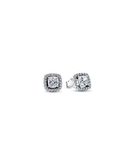 Pandora Sparkling Square Halo Joia Brincos Mulher 293551C02