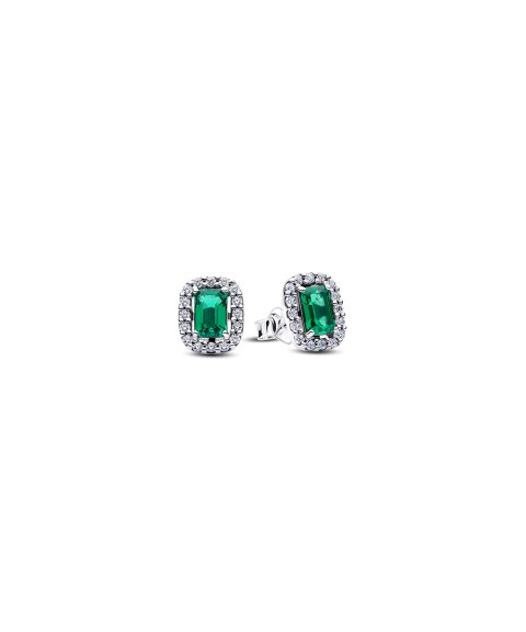 Pandora Rectangular Sparkling Green Halo Joia Brincos Mulher 294501C01