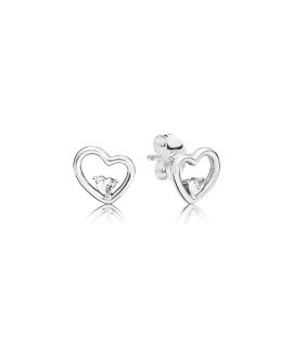 Pandora Asymmetric Hearts of Love Joia Brincos Mulher 297813CZ