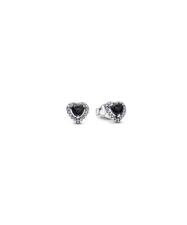 Pandora Elevated Black Heart Joia Brincos Mulher 298427C03