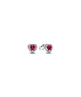 Pandora Elevated Red Heart Joia Brincos Mulher 298427C04