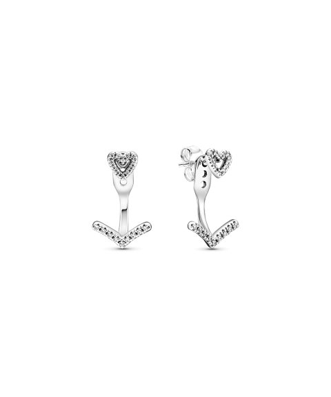 Pandora Sparkling Wishbone Heart Joia Brincos Mulher 299280C01