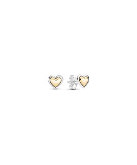 Pandora Domed Golden Heart 14K Gold Joia Brincos Mulher 299389C00