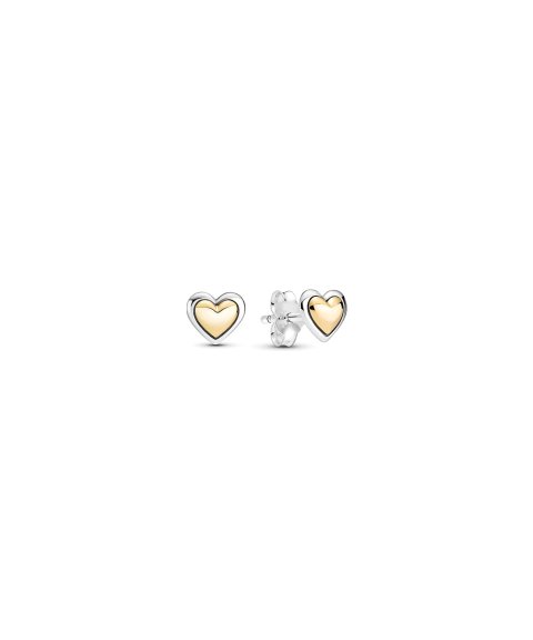 Pandora Domed Golden Heart 14K Gold Joia Brincos Mulher 299389C00