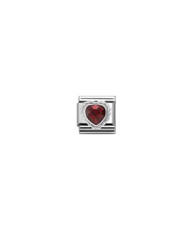 Nomination Heart-Shaped Faceted Red Stone Acessório de Joia Link Mulher 330603 005